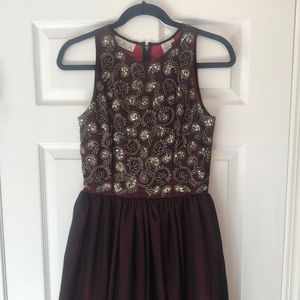 Scala beaded burgundy cocktail dress